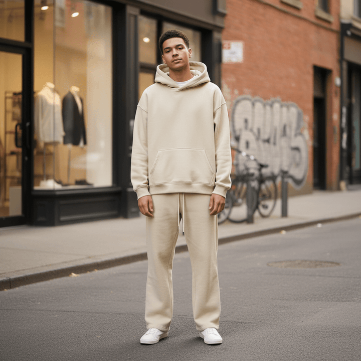 Oversized Hoodie & Jogger Set – Cremebeige - Elevé