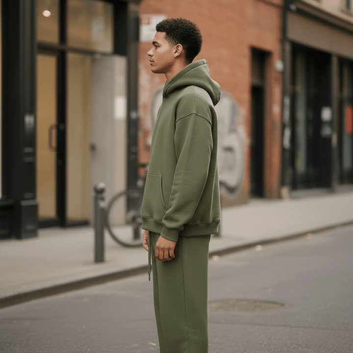 Oversized Hoodie & Jogger Set – Olivgrün - Elevé