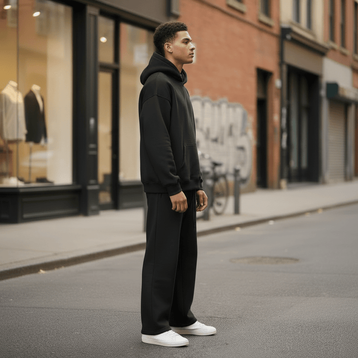 Oversized Hoodie & Jogger Set – Schwarz - Elevé