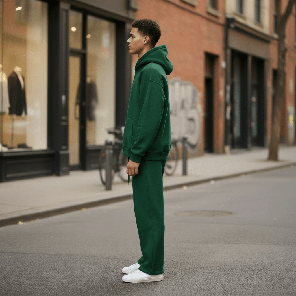 Oversized Hoodie & Jogger Set – Grün - Elevé
