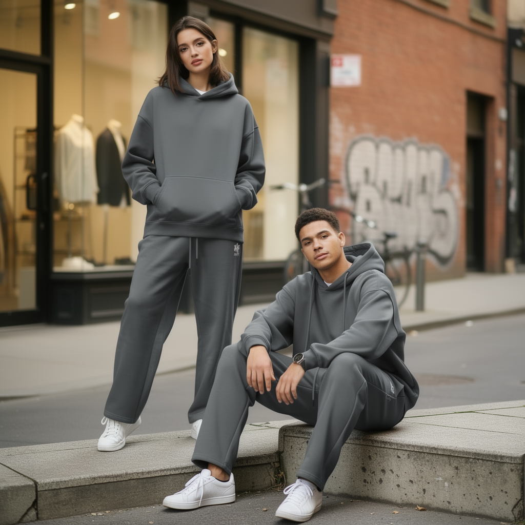 Oversized Hoodie &amp; Jogginghosen-Set – Dunkelgrau
