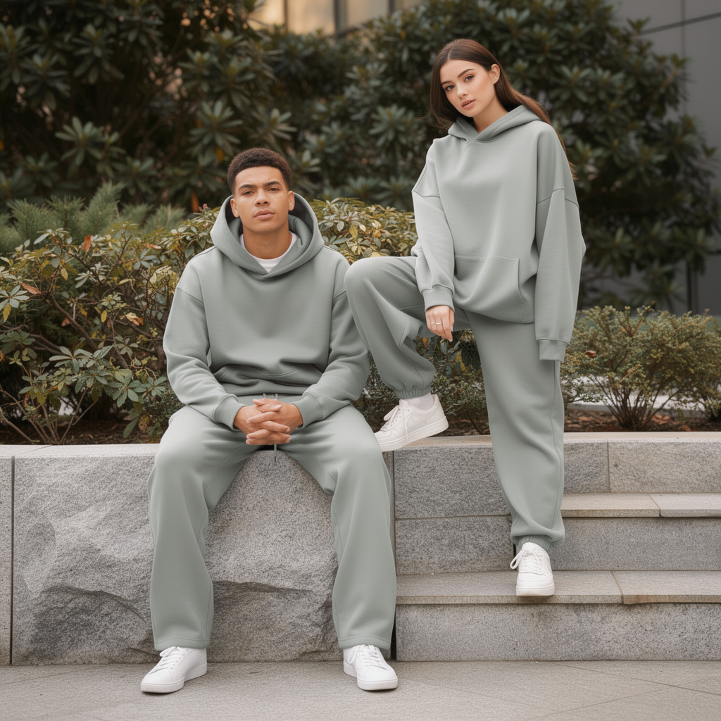 Oversized Hoodie &amp; Jogger Set – Salbeigrau