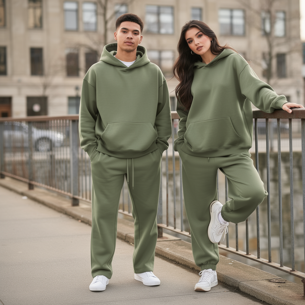 Oversized Hoodie &amp; Jogginghosen-Set – Khaki