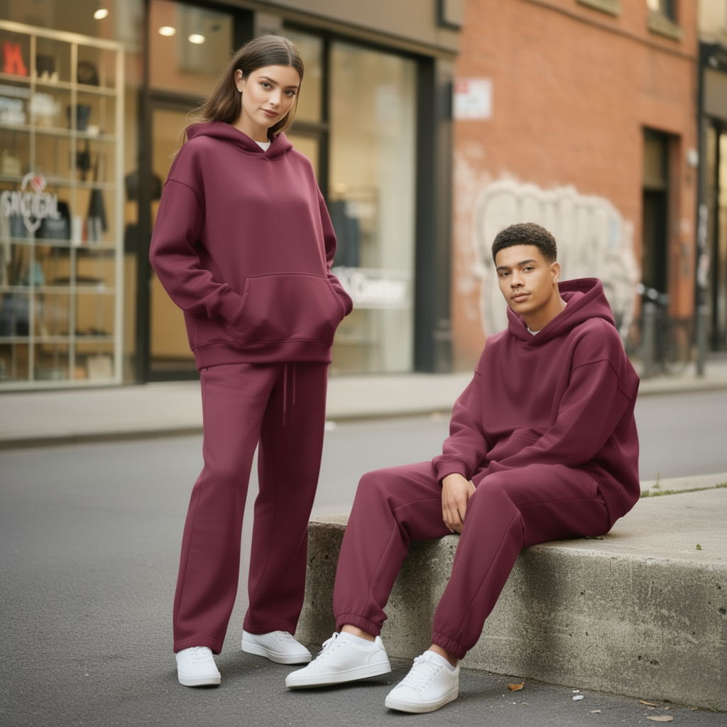 Oversized Hoodie &amp; Jogginghosen-Set – Bordeaux